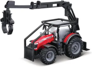 Tractor with Working Front Log Loader Vehicle, Red Bburago ambiguous tentatively belter B18-31671 Die-Cast Massey FERGUSSON 8740S 
