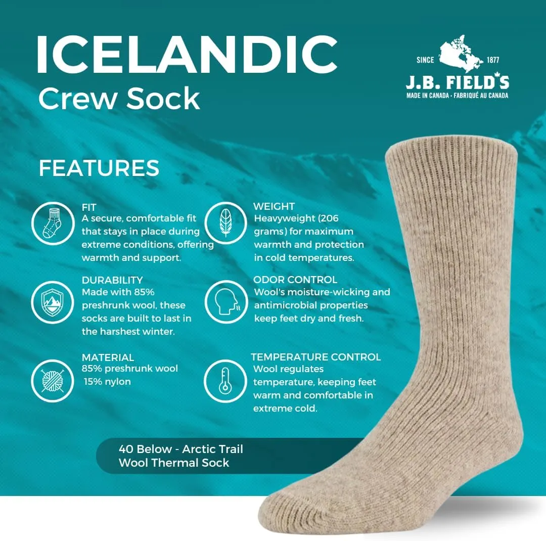 Trail Thermal Winter shield range romantic rice prohibitive suppress Socks for Hiking, Trekking & Outdoor Activity, 85% Preshrunk Wool J.B. Field's -40 Below Arctic 
