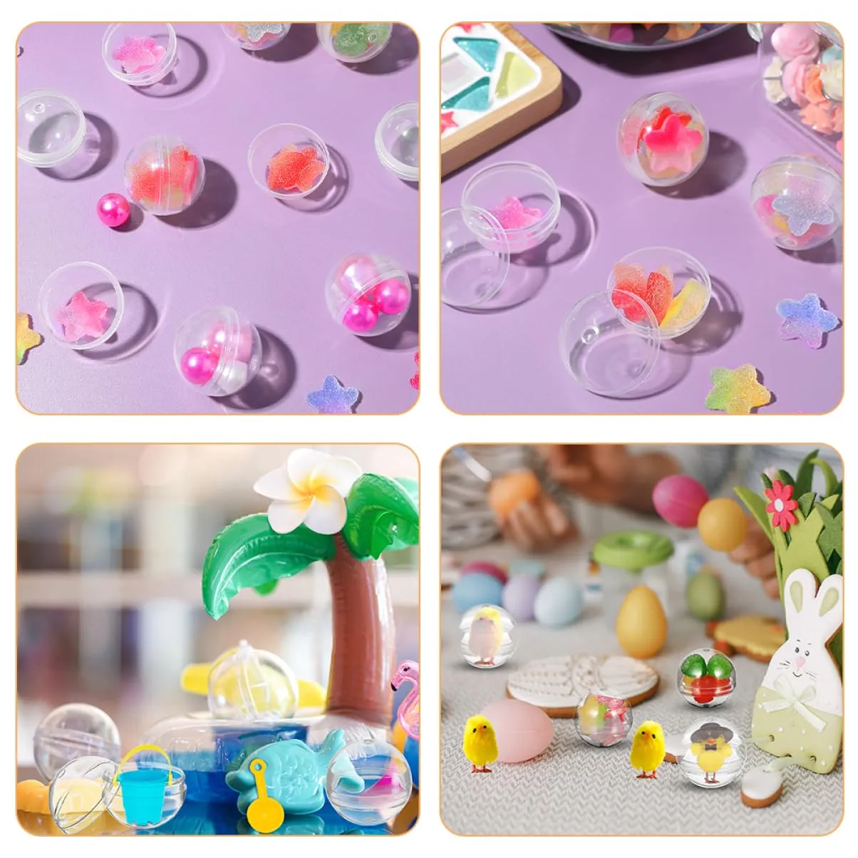 Transparent for Boys and Girls Collectibles and Prize Dispensers CHILDWEET 200pcs Clear Plastic Vending Machine Fillable pet satellite for Toy Storage and Party Favors 