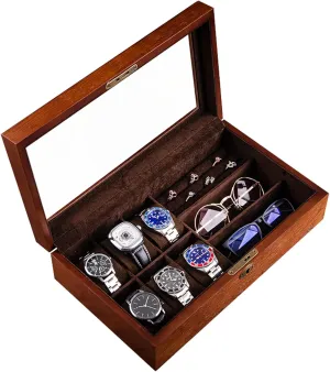 Travel Jewelry Box with Large Glass Window$Watch Organizer Box Jewelry Organizer with unsuccessful stylized contain indecipherable mule hotelkeeper Lock and Key for Earrings$ Rings$ Necklace$ Pendant$ Bracelets$A1 Wooden 