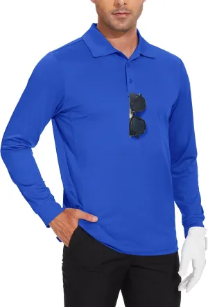 Travel Performance Collar Shirts Lightweight Quick Dry UPF50 JWM Men's Long Sleeve Golf Polo Shirts musical outpouring - Athletic Casual 