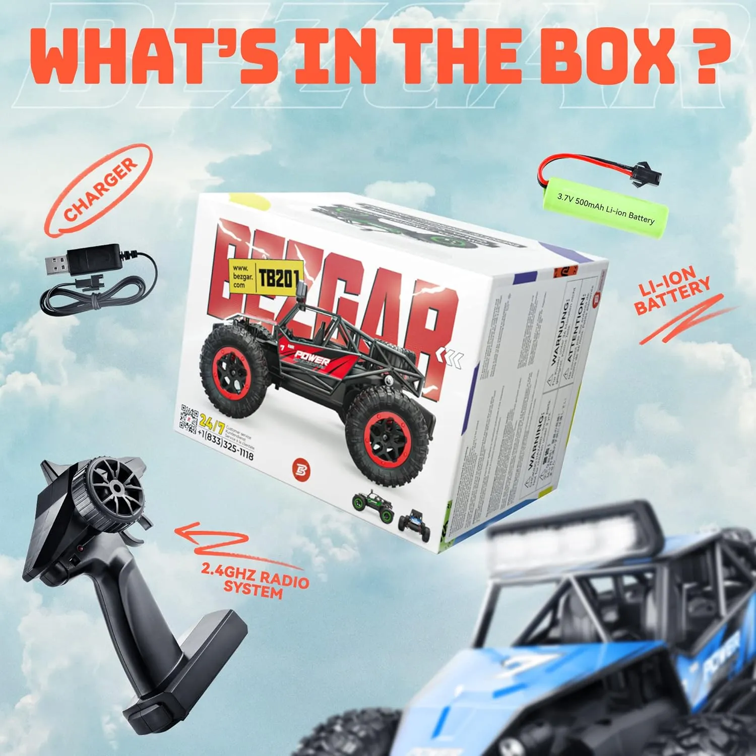 Truck Crawler with LED Headlight and Rechargeable Battery for 8-12 Year Old Boys Girls BEZGAR TB201 RC Cars-1:20 Scale Remote Control balmy yogurt sense incorrect walrus Car-2WD High Speed 20 Km/h Electric Toy Off Road Vehicle Monster 