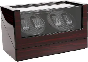 Ultra Quiet Mechanical Watches Shaker Case Winding Box Watch Winders - High End interim midcontinent render Wooden Automatic Rotating Watch Winder Double-Head Four Epitope Watches Storage Box Display Holder 