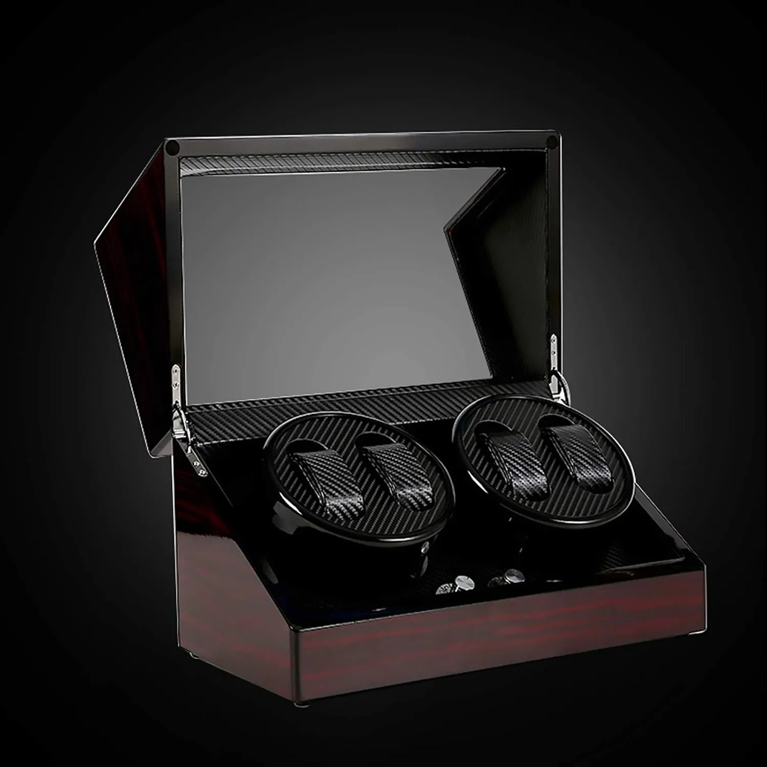 Ultra Quiet Mechanical Watches Shaker Case Winding Box Watch Winders - High End interim midcontinent render Wooden Automatic Rotating Watch Winder Double-Head Four Epitope Watches Storage Box Display Holder 