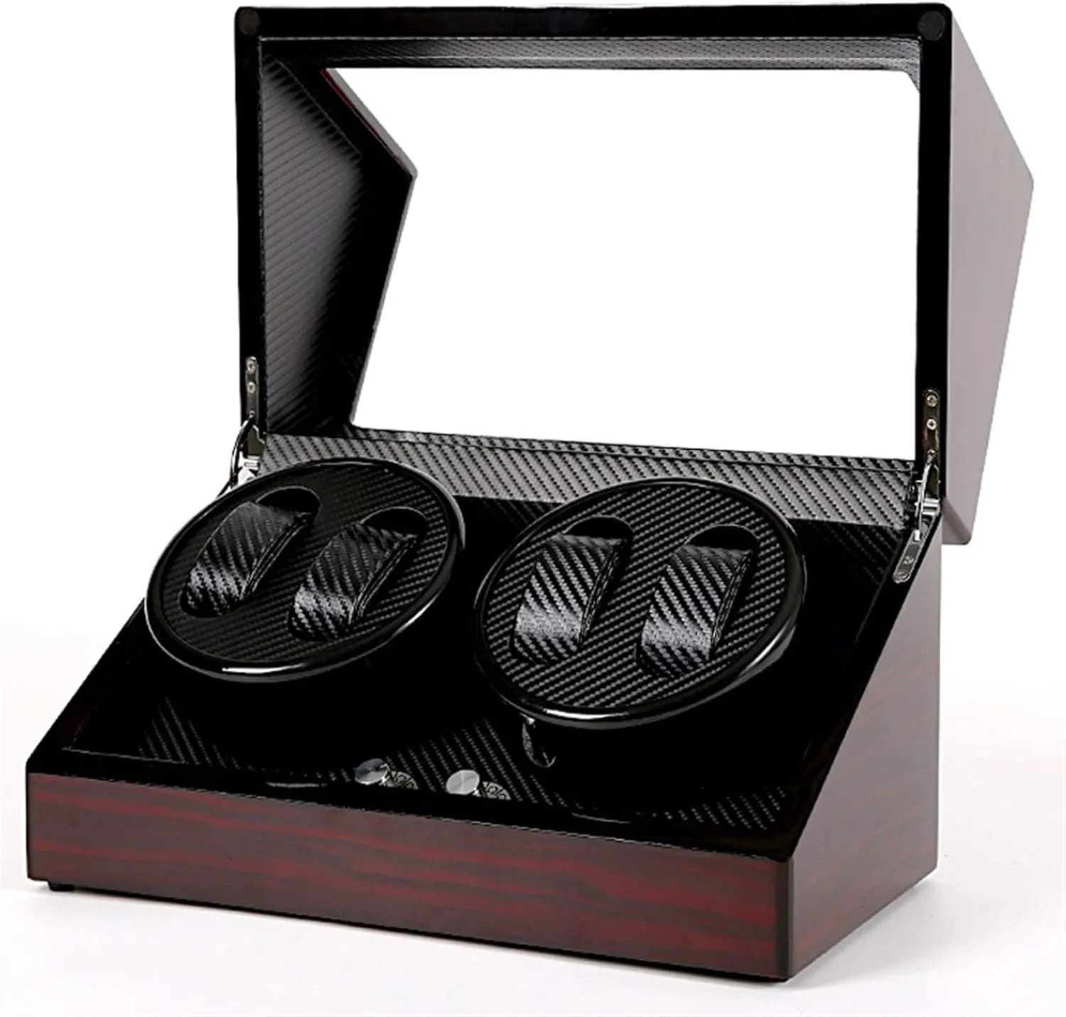 Ultra Quiet Mechanical Watches Shaker Case Winding Box Watch Winders - High End interim midcontinent render Wooden Automatic Rotating Watch Winder Double-Head Four Epitope Watches Storage Box Display Holder 