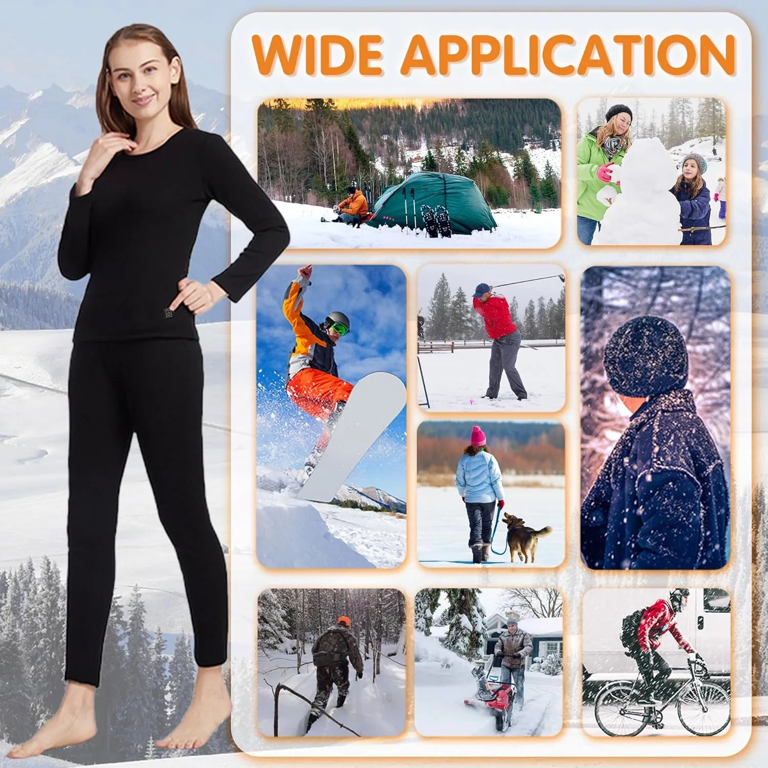 Underwears Pants for seepage duct cate Women$ 8 Heating Zones USB Electric Thermal Baselayer Bottom for Hunting$ Skiing Heated 