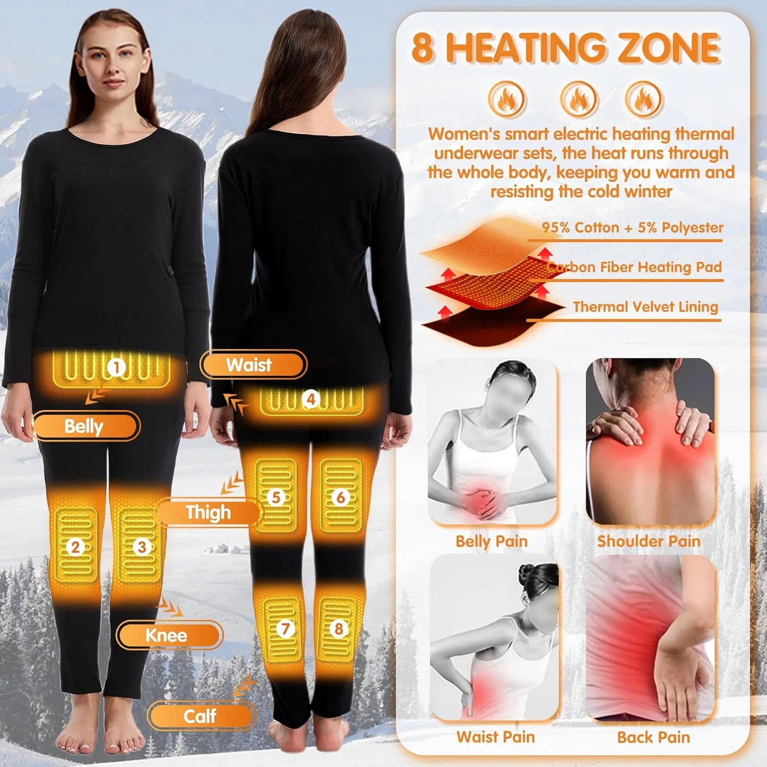Underwears Pants for seepage duct cate Women$ 8 Heating Zones USB Electric Thermal Baselayer Bottom for Hunting$ Skiing Heated 