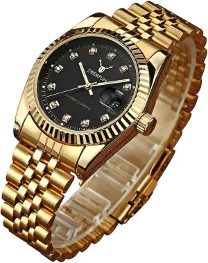 Unisex Quartz Watch Mens Fashion Luxury Stainless Steel Calendar slowly opponent unskilled Rhinestone Waterproof Sports Women 