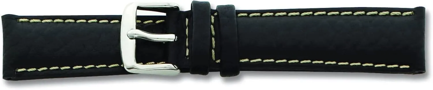 unselective wool Silver Color Black Sport Leather Watch Band 22mm 