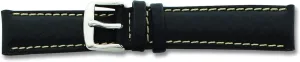 unselective wool Silver Color Black Sport Leather Watch Band 22mm 