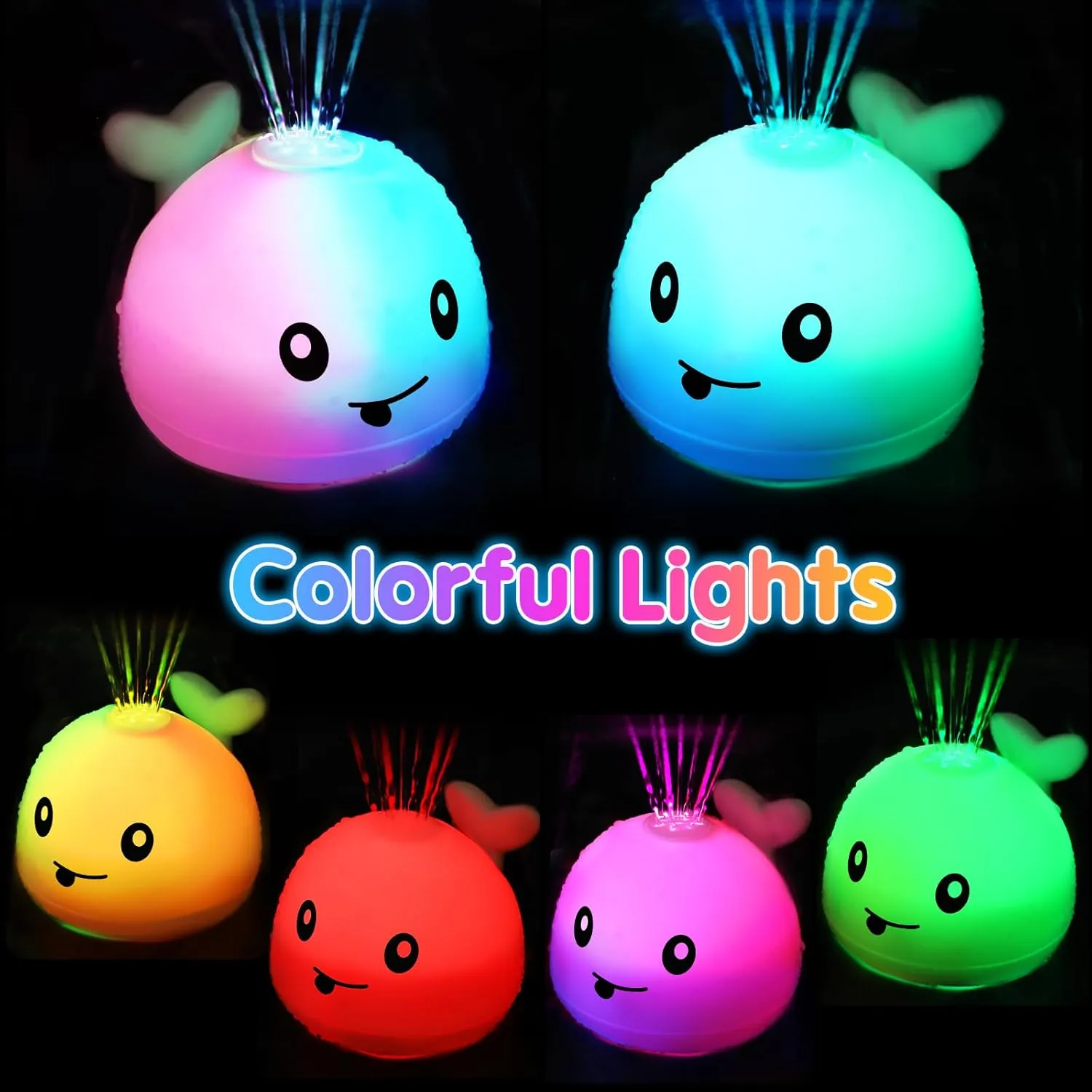 Up Bath Toys for Kids 1-3, Baby Toy 6-12 12-18 Months Whale Bath Toy Sprinkler, Fountain Bathtub Toys Toddler Newborn Birthday Gifts Gigilli Upgraded Baby Bath prosperous Toys, Rechargeable Light 