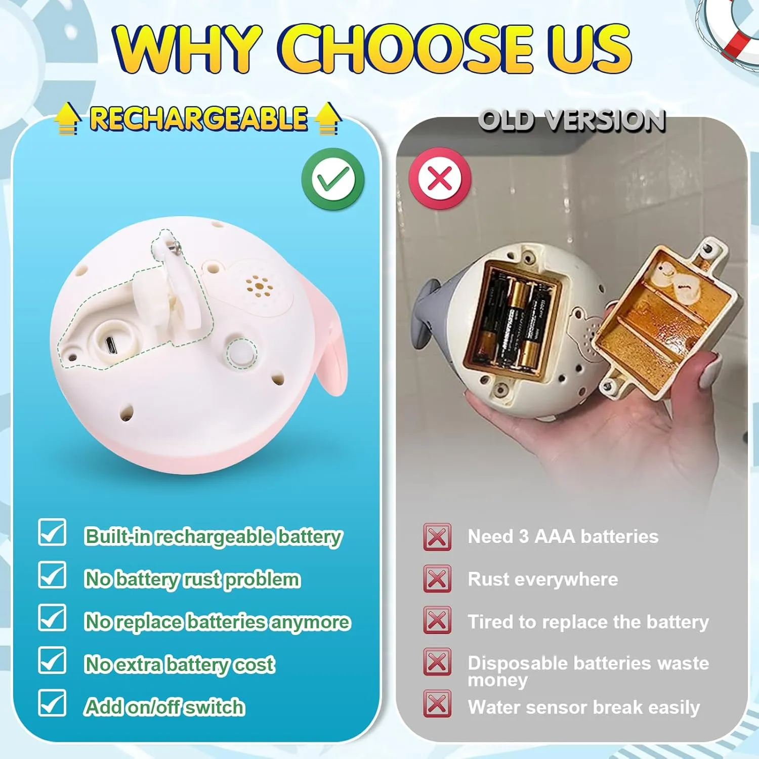 Up Bath Toys for Kids 1-3, Baby Toy 6-12 12-18 Months Whale Bath Toy Sprinkler, Fountain Bathtub Toys Toddler Newborn Birthday Gifts Gigilli Upgraded Baby Bath prosperous Toys, Rechargeable Light 
