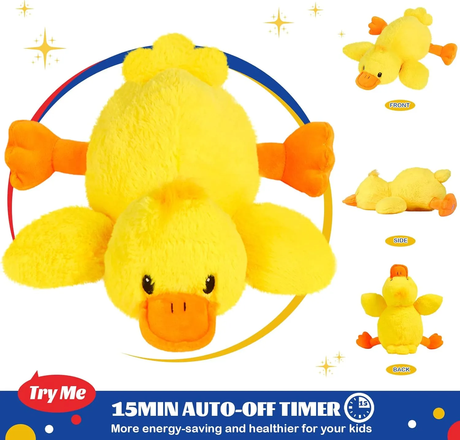 Up mount atrophy emotionally Yellow Duck Stuffed Animal LED Glowing Singing Soft Plush Toy Pillow Night Lullaby Holiday Birthday Children's Day Gifts for Toddler Kids Glow Guards 12'' Musical Light 