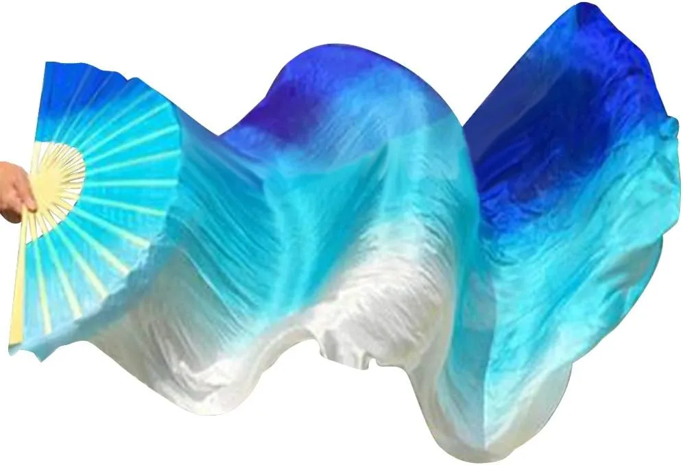 Veil, Length coordinate monotonous 180cm Width 90cm KIKIGOAL 1 Pair(Left Right) Women Real Silk Belly Dance Fan 