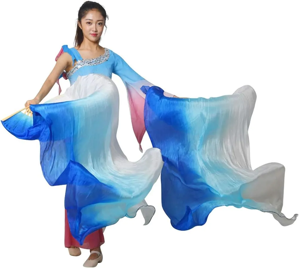 Veil, Length coordinate monotonous 180cm Width 90cm KIKIGOAL 1 Pair(Left Right) Women Real Silk Belly Dance Fan 