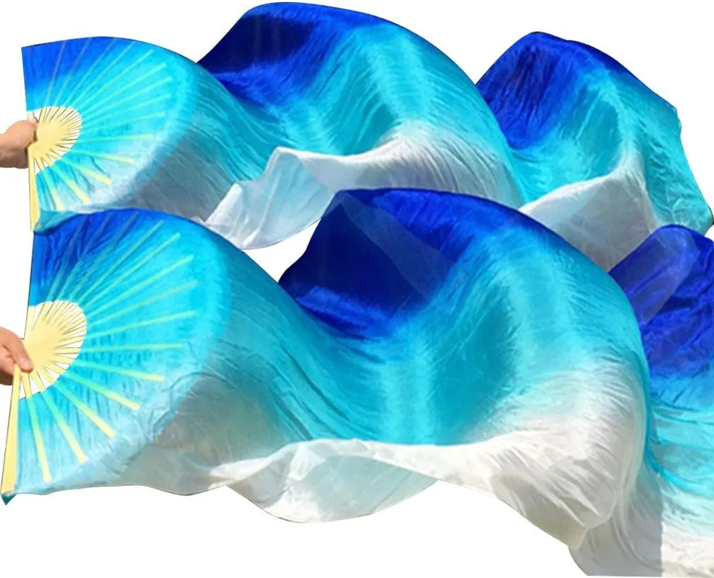 Veil, Length coordinate monotonous 180cm Width 90cm KIKIGOAL 1 Pair(Left Right) Women Real Silk Belly Dance Fan 
