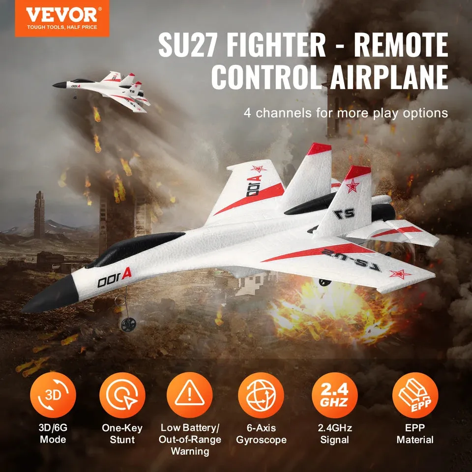 VEVOR SU27 RC Plane 2.4G  Remote Control Flying Model Glider Airplane2 Batteries Aircraft Foam Toys for Children Gifts