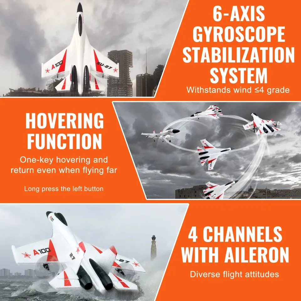 VEVOR SU27 RC Plane 2.4G  Remote Control Flying Model Glider Airplane2 Batteries Aircraft Foam Toys for Children Gifts