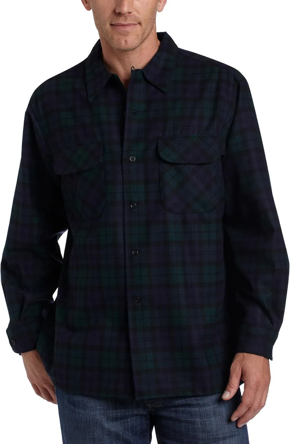 Virgin Wool, Long Sleeve, Button Down - Tall Fit PENDLETON cipher Classic Board Shirts for Men, 100% 
