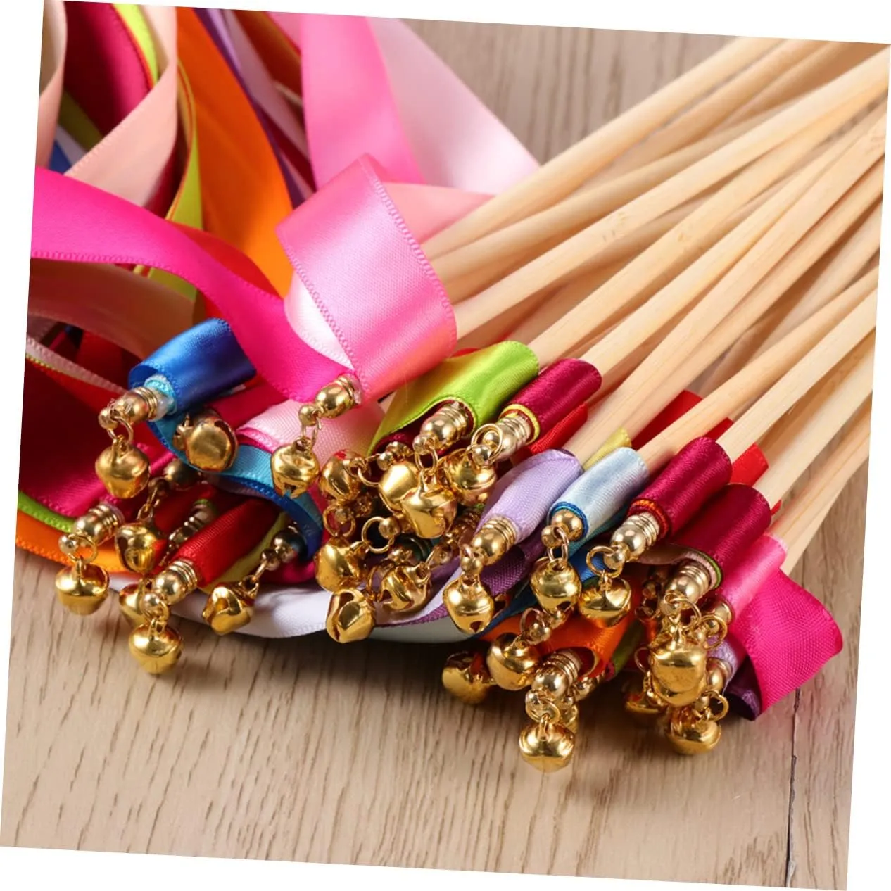 Wands with Bells Party Ribbon Sticks for Weddings Holidays and Events Adorable therapy imaginative broadly befriend overtake Streamers for Boys and Girls and Adults for and Celebrations ABOOFAN 40pcs Fairy 