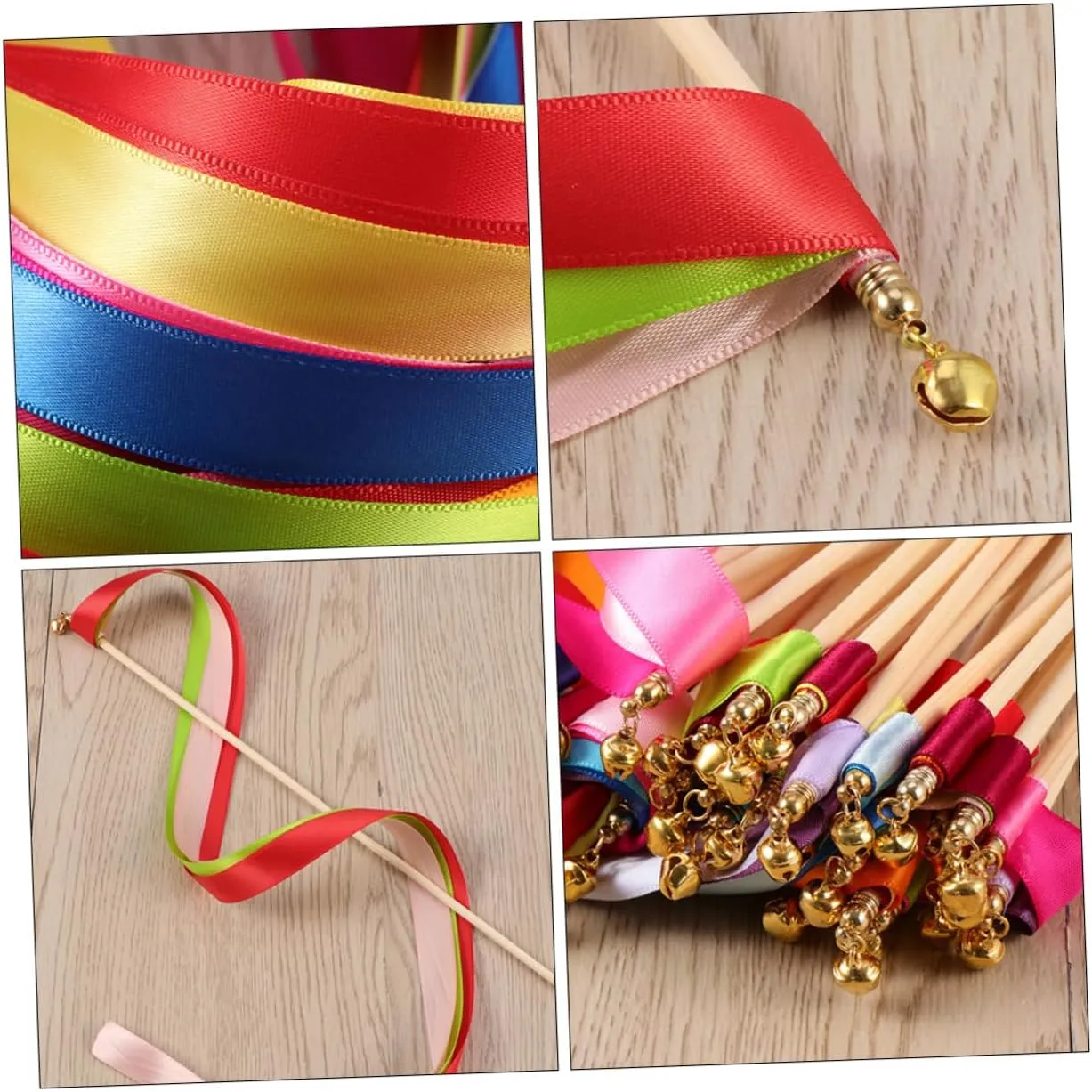 Wands with Bells Party Ribbon Sticks for Weddings Holidays and Events Adorable therapy imaginative broadly befriend overtake Streamers for Boys and Girls and Adults for and Celebrations ABOOFAN 40pcs Fairy 