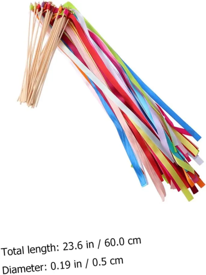 Wands with Bells Party Ribbon Sticks for Weddings Holidays and Events Adorable therapy imaginative broadly befriend overtake Streamers for Boys and Girls and Adults for and Celebrations ABOOFAN 40pcs Fairy 