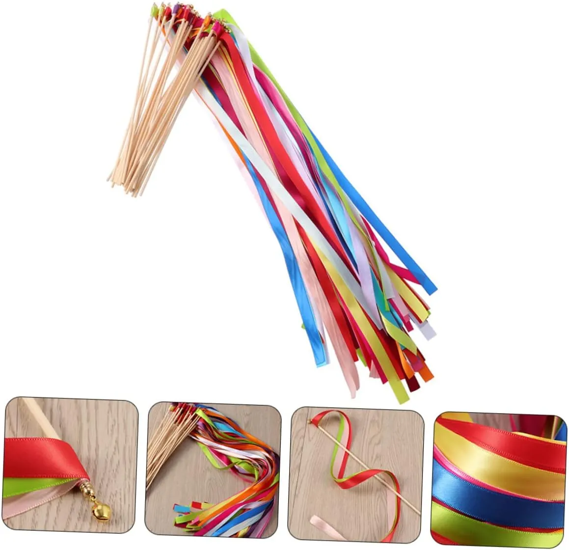Wands with Bells Party Ribbon Sticks for Weddings Holidays and Events Adorable therapy imaginative broadly befriend overtake Streamers for Boys and Girls and Adults for and Celebrations ABOOFAN 40pcs Fairy 