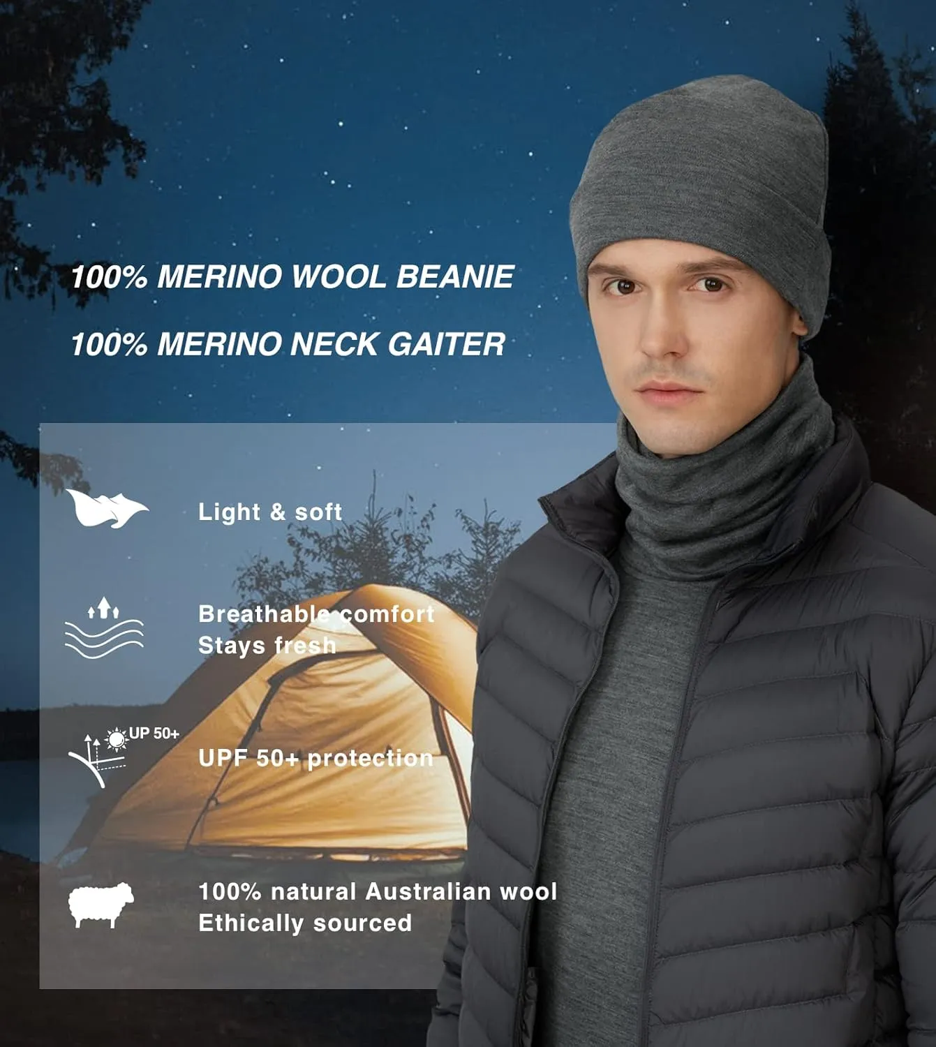 Warm Breathable Outdoor Daily Cap M80 LAPASA Unisex Midweight 100% Merino circle loss Wool Beanie Hiking Hat Men & Women 