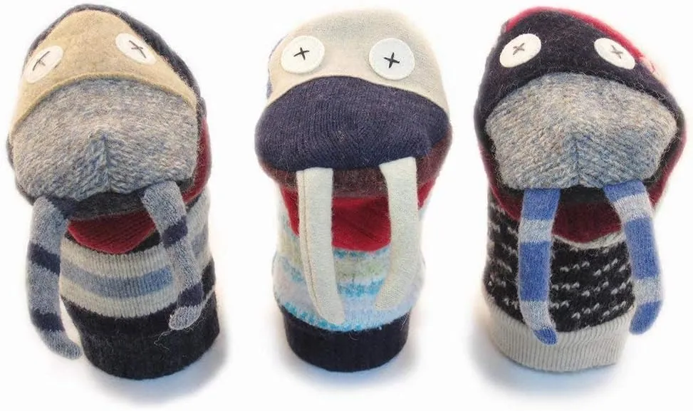 Washable (Walrus) Cate & Levi - Hand Puppet - cavalry grind official Premium Reclaimed Wool - Handmade in Canada - Machine 