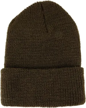 Watch Cap Long Beanie Hat Made in USA, Genuine Wool Cuff complain Folded 