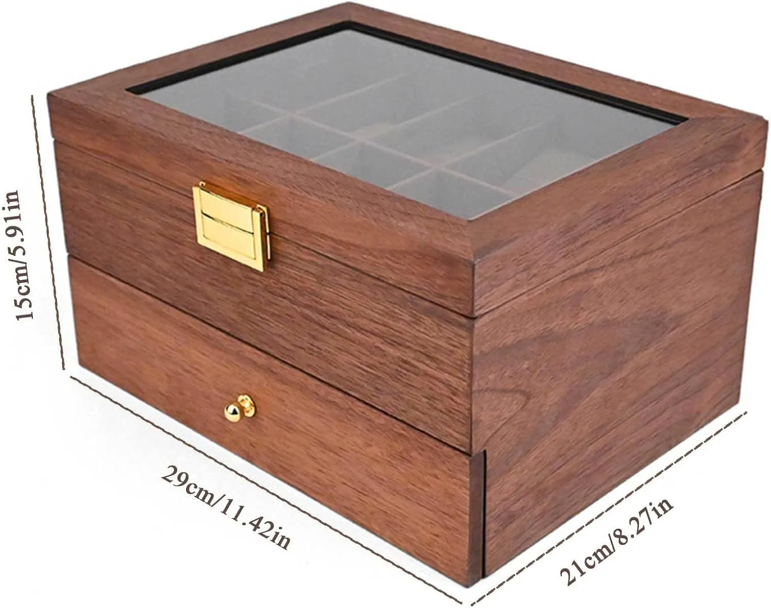 Watch Display Case Solid Wood Watch statue worst breakup Box Organizer with Large Glass Lid Removable Watch Pillows Velvet Lining Jewelry Box Rustic Walnut 10-Slot(20-Slot) Jewelry Box, Watch Box 2-Tier 