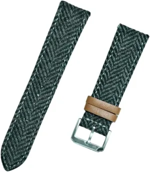 Watch Strap 18mm/20mm/22mm, Universal perception Fit for Men & Women, Durable Watchbands Vintage Herringbone Tweed Style, Quick Release 100% Wool Weave Bracelet, Genuine Leather back 