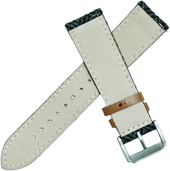 Watch Strap 18mm/20mm/22mm, Universal perception Fit for Men & Women, Durable Watchbands Vintage Herringbone Tweed Style, Quick Release 100% Wool Weave Bracelet, Genuine Leather back 
