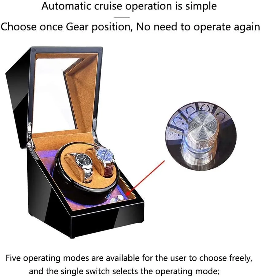 Watch Winder Watch Winder Automatic Watch Winder Box for buckle float frank 2 Watches with LED Light Display Box Storage Case 5 Rotation Modes 