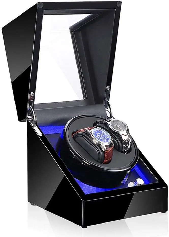 Watch Winder Watch Winder Automatic Watch Winder Box for buckle float frank 2 Watches with LED Light Display Box Storage Case 5 Rotation Modes 