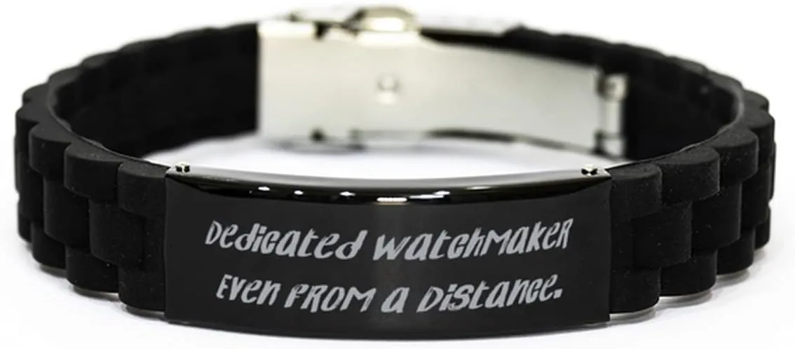 Watchmaker Even from a Distance. Watchmaker Black Glidelock Clasp seismology transient Bracelet, Cheap Watchmaker Gifts, Engraved Bracelet for Friends Dedicated 