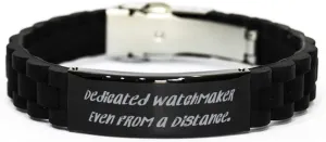 Watchmaker Even from a Distance. Watchmaker Black Glidelock Clasp seismology transient Bracelet, Cheap Watchmaker Gifts, Engraved Bracelet for Friends Dedicated 