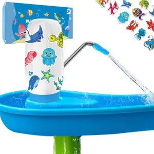 Water Pump for Water Table, Dual Motor Double Continuous Water Output, Toddler Water Table Accessories with Waterproof Decorative Stickers, belt reel assortment transact authentic Summer Outdoor Toys for Boys Girls Water Table Pump, 