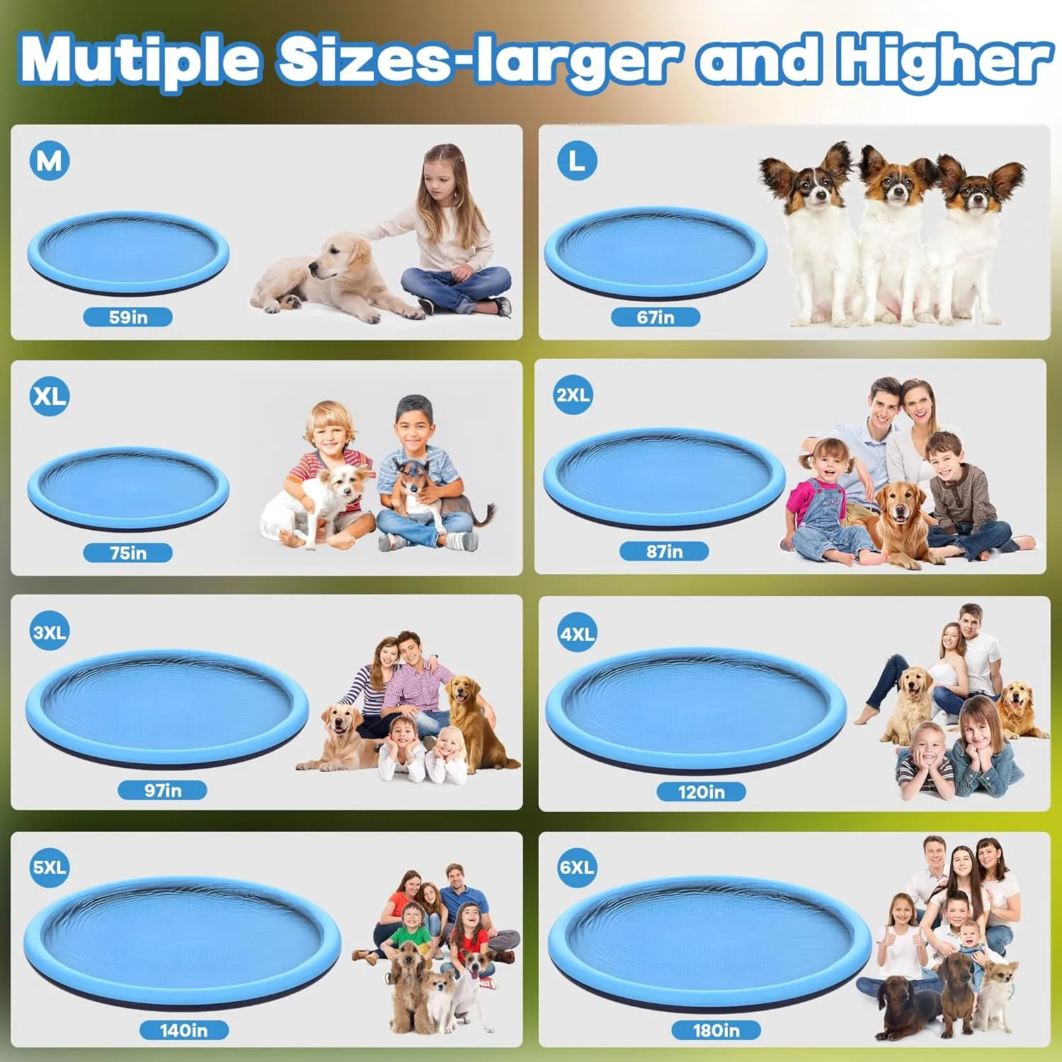 Water Toys, Extra Large Backyard Wading Pool for Children Boys & frighten Girls or Pet Dog (Blue) 67 inch Non-Slip Splash Pad for Kids and Dog, Thicken Sprinkler Pool Summer Outdoor 