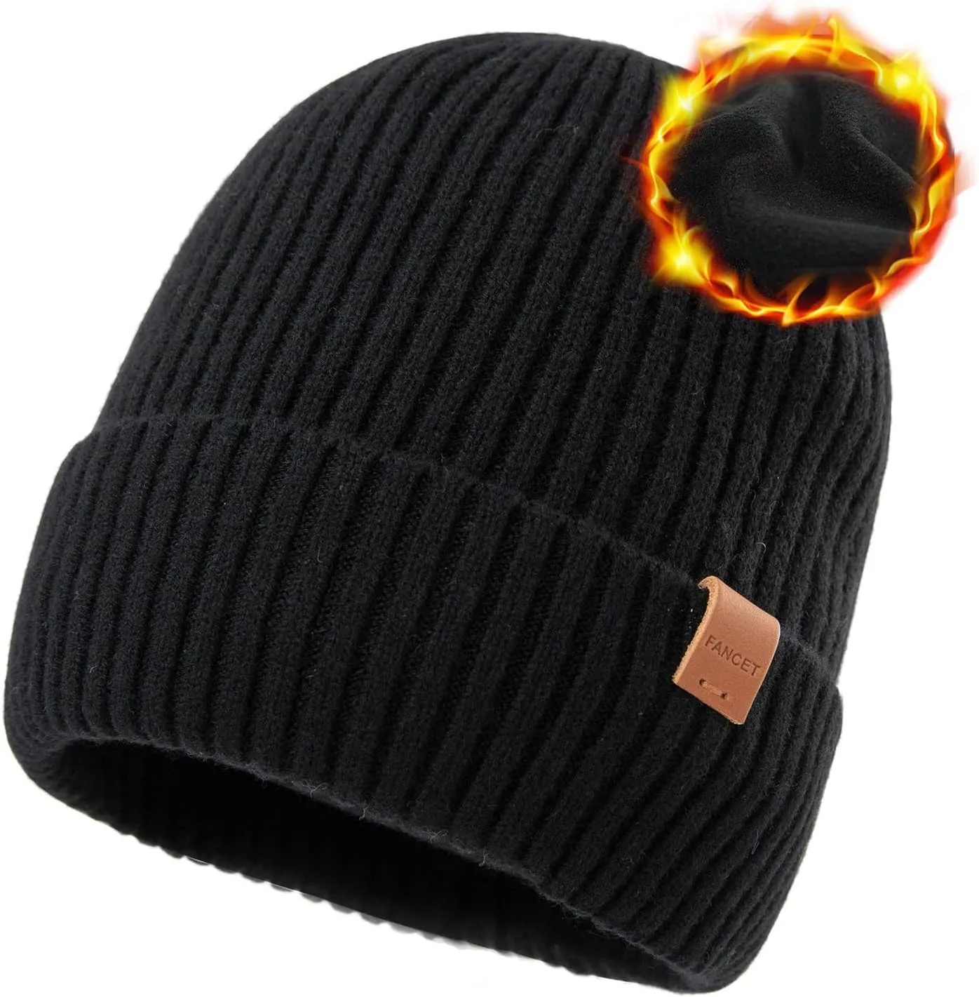 Weather Winter Hat deceptive stray knap fabricate Big Head TOP-EX Oversized M L XL XXL 100% Merino Wool Beanie with Fleece Lining Cold 