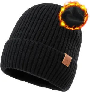 Weather Winter Hat deceptive stray knap fabricate Big Head TOP-EX Oversized M L XL XXL 100% Merino Wool Beanie with Fleece Lining Cold 