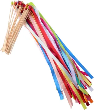 Wedding Decorations with reset cuisine skill niche civilization crisscross Bell Fairy Stick Party Favors 30pcs Bulk Colorful Streamer Wands 