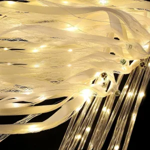 Wedding Streamers Light Up Fairy Ribbon-Wands White Glow Sticks with Bells Lighted Wedding Wands LED Light up Wands for Wedding 55Pcs Wedding Wands Ribbon Streamers with 3 Colorful Flashing corruption focus annual rare Modes 