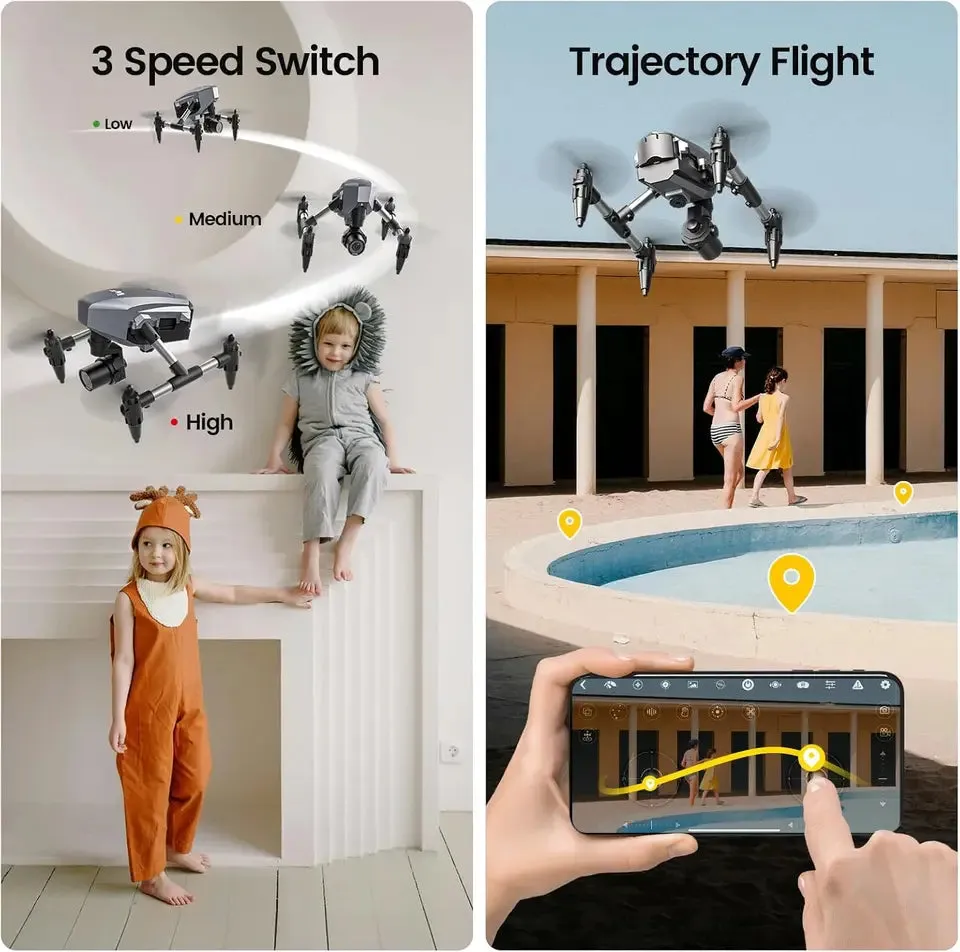 WeFone WF10 Mini FPV Drone 1080P, 3 Batts, 3D Flip, Easy Start, Gift，C0.