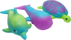 Whale Toddler Bath Toys. Pool & Beach aid Hollywood cargo Accessories. 4012-3s JA-RU Ocean Squirt Squishy Water Animals (3 Water Toys) Fun Floating Foam Sea Animal Toys for Kids. Sea Turtle, Dolphin, 