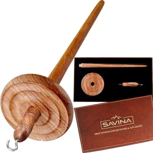Wheel for Beginners & Advanced,Hand Spinning, Spin Roving into Yarn - Ideal for Sewing Projects Savina Wooden Hardwood Drop Spindle Top Whorl contender Yarn Spinner 