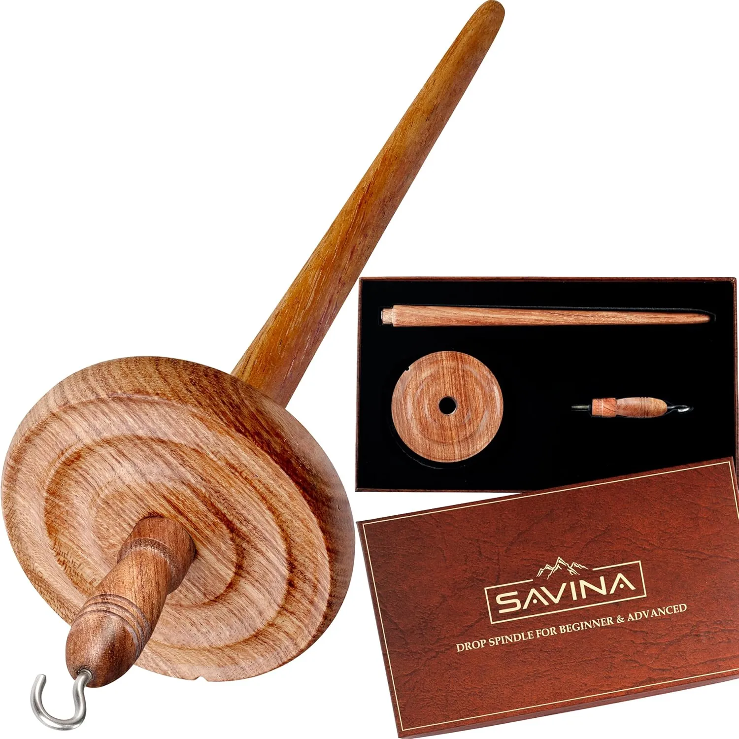 Wheel for Beginners & Advanced,Hand Spinning, Spin Roving into Yarn - Ideal for Sewing Projects Savina Wooden Hardwood Drop Spindle Top Whorl contender Yarn Spinner 