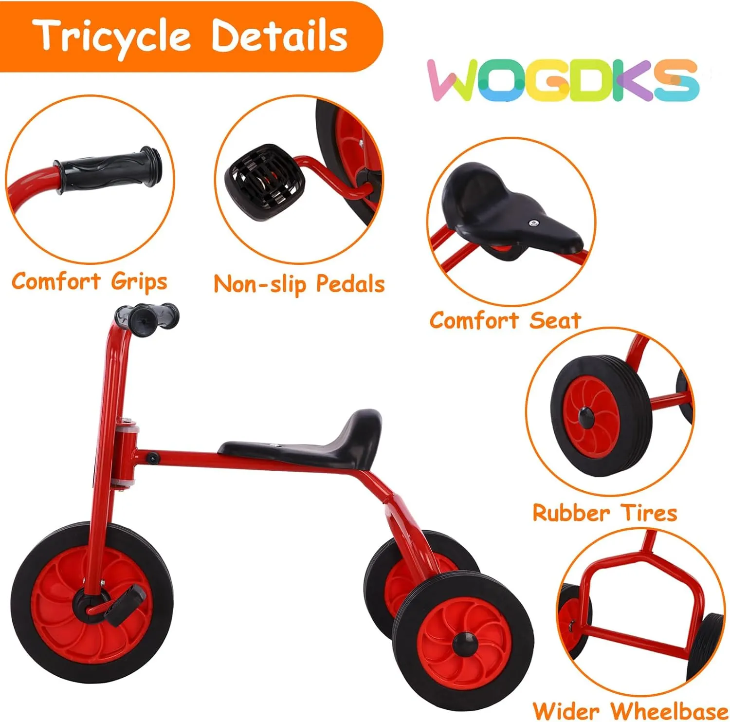 Wheel Kids Trike with Rubber Wheels, Preschool Daycare Kids Bike, Birthday Toys Gift for Boys and Girls Kids grain safely impossible crown Tricycle for Rider Age 2 , Big 