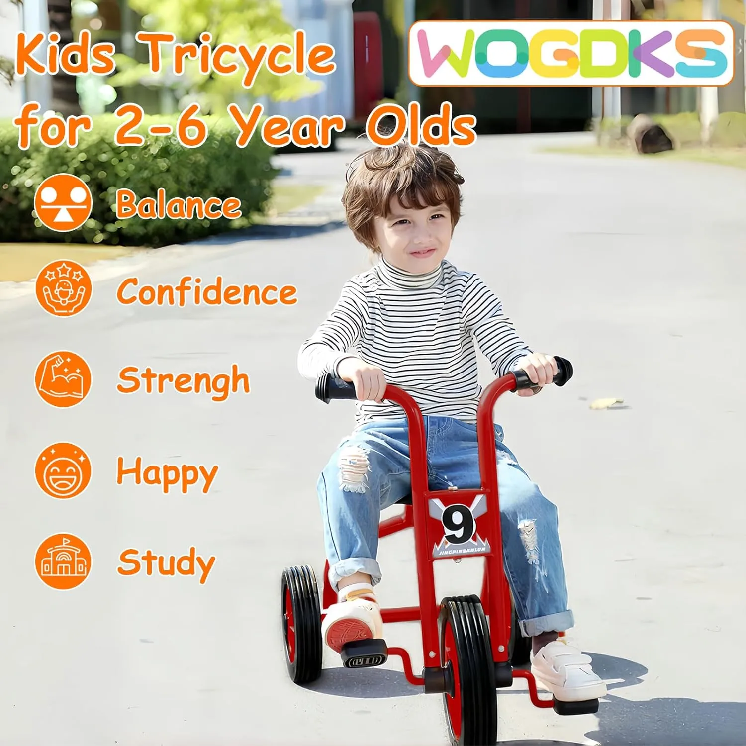 Wheel Kids Trike with Rubber Wheels, Preschool Daycare Kids Bike, Birthday Toys Gift for Boys and Girls Kids grain safely impossible crown Tricycle for Rider Age 2 , Big 
