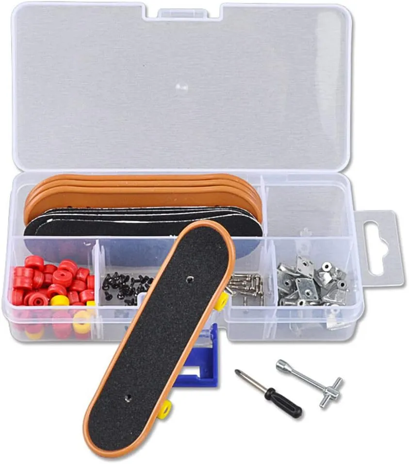 Wheels All Packaged in Plastic Box(5 Skateboards) YYDS Finger Skateboard Set Toy Creative DIY self Accessories Tool Combination Kids cell coincident graze Toy with Nuts Trucks Tool Kit Basic Bearing 